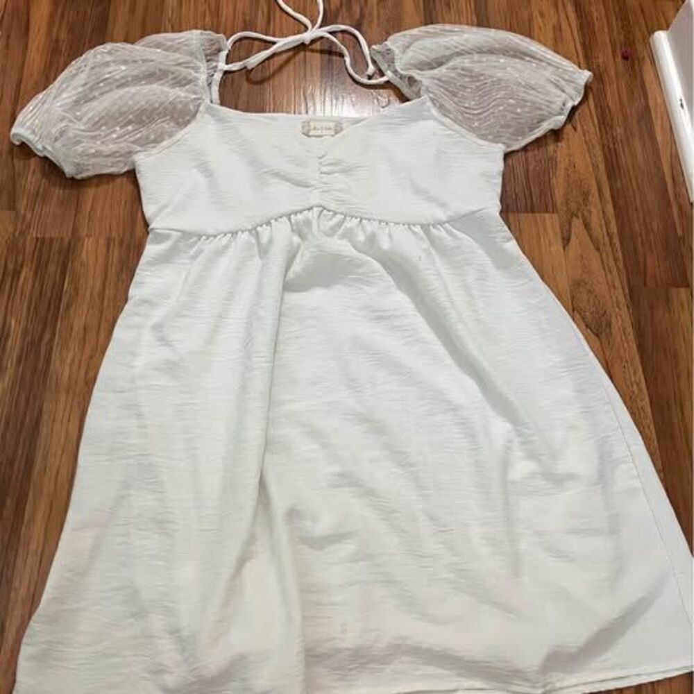 Altar'd State White Puff Sleeve Mini Dress Size S